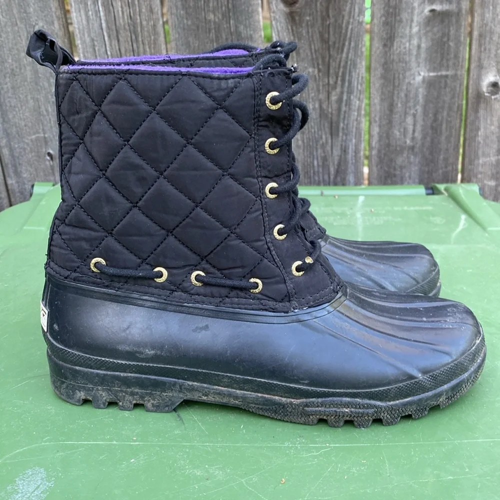 Sperry Top-Sider Saltwater Black‎ Quilted Waterproof Duck Boots 9289067 Womens 9